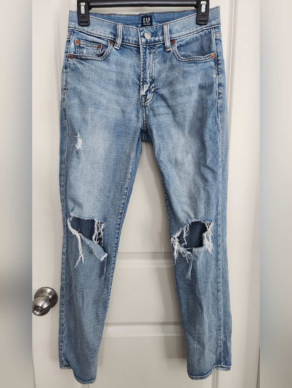 GAP Women's Light Wash Distressed Boyfriend Jeans